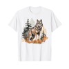 Wolf Survives Mountain Silhouette Art Lone dog T-Shirt for Men