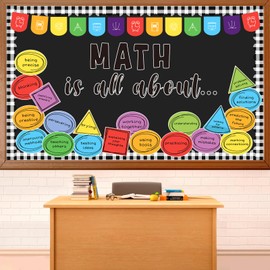 Jisfigtrh Math Bulletin Board Set Classroom Decoration Math is All About Paper Cutouts with Border Mathematics Bulletin Board for Back to School Educational Wall Decor Middle School Supplies