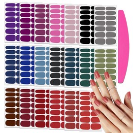 SILPECWEE 20 Sheets Nail Wraps Dark Solid Color Nail Polish Strips Gel Nail Strips Self Adhesive Nail Polish Stickers Fingernail Nail Art Accessories for Women Kids Girl with 1pc Nail File