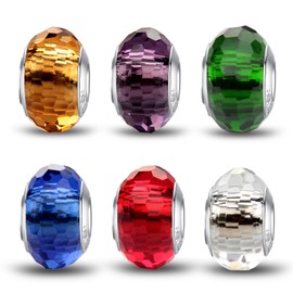 MICOO 925 Sterling Silver Charms for Bracelets,Fashion DIY Dangle Pendants Beads Simulated Birthstone Charms,Birthday Gifts for Women