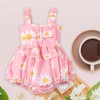 BemeUSWT Baby Girl Romper Casual Sleeveless Bow Front Floral Print