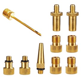10 Piece Bicycle Valve Adapter Set, 4 Styles + 1 Needle French/American/English Conversion for Bike Pumps