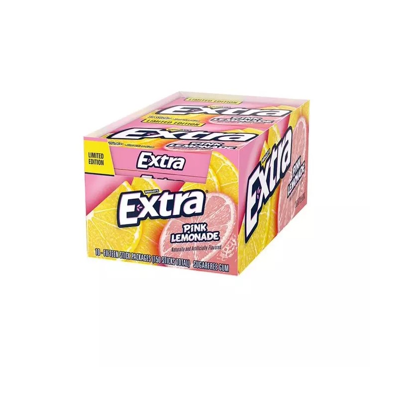 Extra Gum Pink Lemonade Sugar free Chewing Gum, 15 pieces