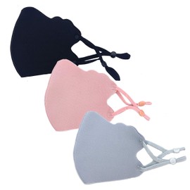 3D Kids Face Mask Set of 3 Colors (Black + Light Blue + Pink) Reusable Washable with Adjustable Earloop by TK FASHION MASK