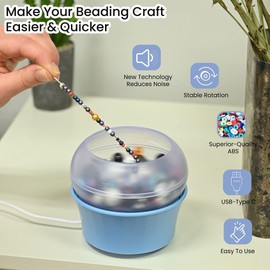 SHOP LC DELIVERING JOY Clay Bead Spinner for Jewelry Making Necklace Bracelet Maker Machine - Electric Bead Spinner Kit with 2 Big Eye Needles & Accessories Waist Beads Gifts -Blue