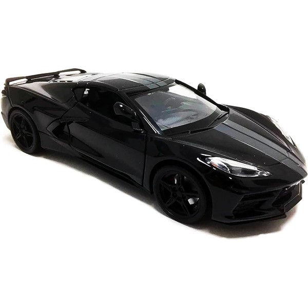 2020 Chevy Corvette C8 Stingray Black with Gray Stripes 1/24
