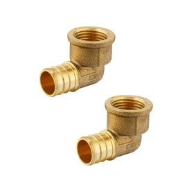 (Pack of 2) EFIELD Pex 3/4"x 1/2" Female Threaded NPT Elbow Adapter Brass Crimp Fittings (Pex 3/4"x 1/2" Female Thread),(PEX1807301-2PCS)
