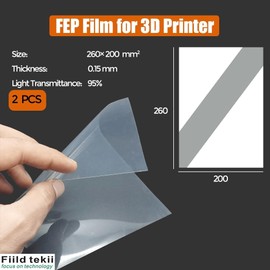260x200mm 2pcs Fiildtekii Durable FEP Release Film for Resin 3D Printer,nFEP(2.0) Release Films for Elegoo Mars 2Pr,Mars 3,Photon Mono4K,Sonic Mini4K,high Light Transmittance 0.15mmthickness