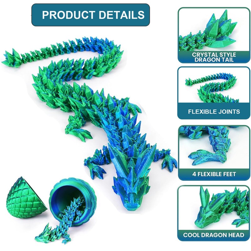 Dragon Egg Fidget Toy, 28CM Crystal Dragon with Egg Full
