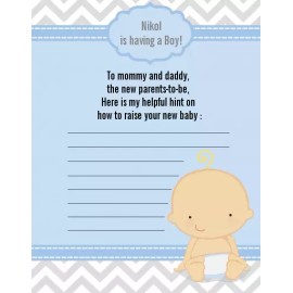 Candles and Favors It's a Boy Chevron Caucasian - Baby Shower Notes of Advice for Mom - Set of 12
