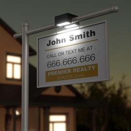 Real Estate Sign Posts with Solar Dual-Sided Light, Heavy Duty Realtor Sign Post, Fully Metallic Real Estate Sign Holder, For Sale Yard. (Sign Not Included)