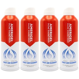 AMERIGEL - Saline Wound Wash (Pack of 4) First Aid Sterile Cleansing Solution - Advanced Skin and Wound Care - 7.1 Oz.