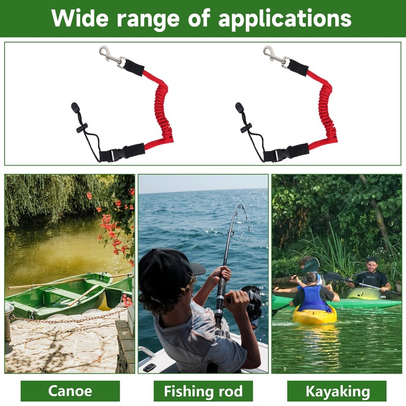 Qaziuy 2Pcak Kayak Paddle Leash, Elastic Kayak Paddle Rope with