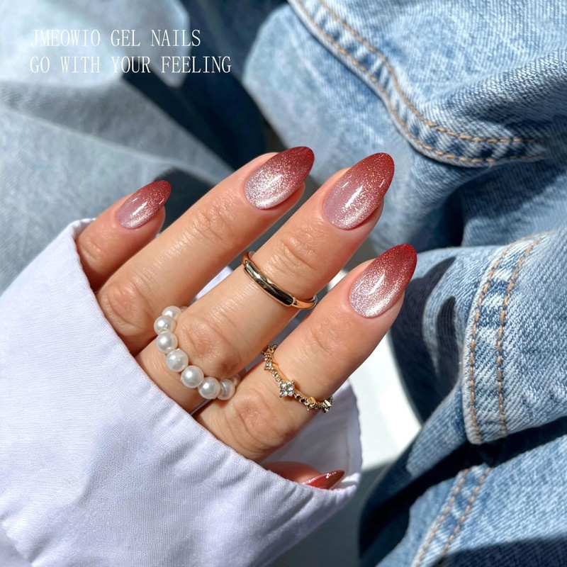 JMEOWIO Semi Cured Gel Strips Nail Art Sticker Wrap Glitter