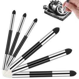6 Pcs Blending Sponge Pen Artist Double Headed Washable Rubbing Sponge Brush Sketch Wipe Reusable Pastel Blending Stump Drawing for School Student Professional Sketch Lightening Highlight