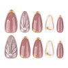 XZMeiLun Gold French Tip Press On Nails Short Almond, 3D