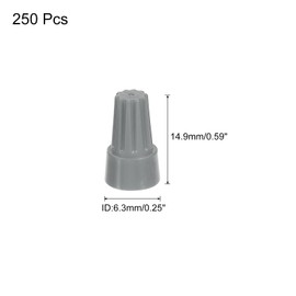 sourcing map 250pcs Wire Connectors Nuts, Electrical Wire Connectors 22-12 AWG Electric Wire Caps, Spring Insert Wire Connectors Nuts Connectors Grey