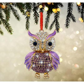 JUESMOS Owl Christmas Ornament 2024 Purple Owl Ornament for Christmas Tree Decorations Christmas Keepsake Gifts for Owl Animals Lovers Metal Owl Gifts for Women Girls Sister Kids Hanging Ornaments