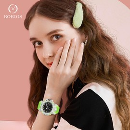 RORIOS Men's Military Wristwatch Fashion Sport Wrist Watch Multifunctional Watch Digital Watch Dual Display Watch for Boy 50M Waterproof Green