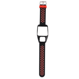 Smartwatch Band Silicone Wrist Watch Strap Dual Color with Pin Buckle for TOMTOM Runner3 Adventurer(Black Red )