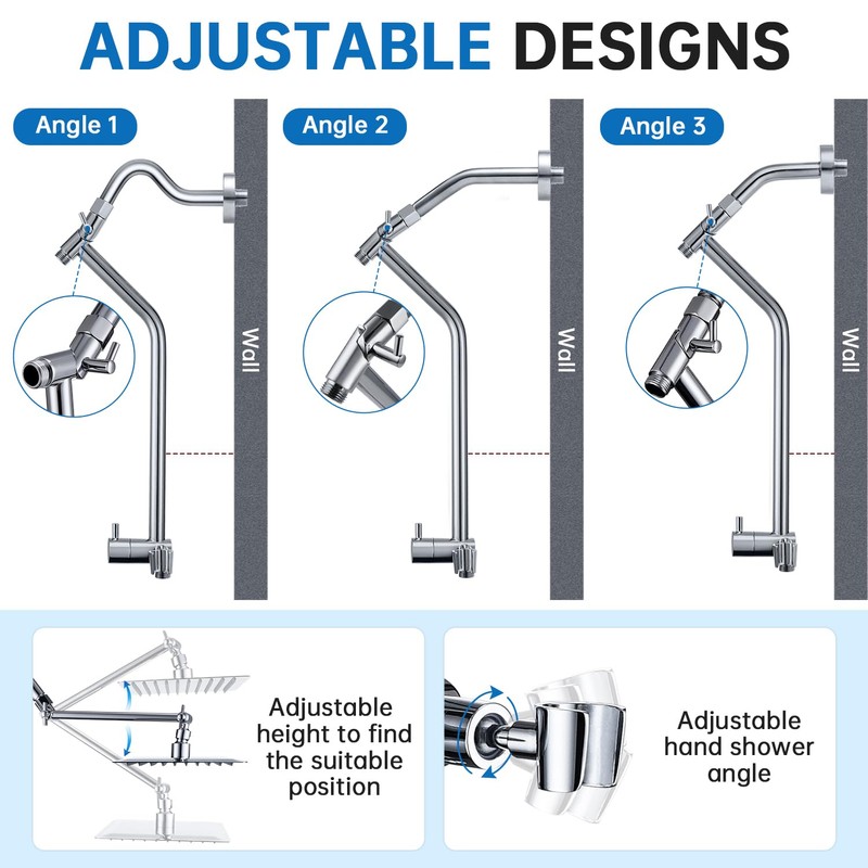 G-Promise All Metal Rain Shower Head with Massage Mode Handheld