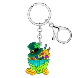 RAIDIN Acrylic St Patrick's Day Cute Animal with Clover Key Chain Gifts for Women Lucky Jewelry for Irish Festival Party, coin c