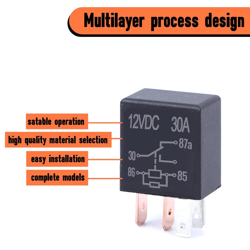Arwrilt 4 PCS Car 5 Pin Power Relay, 12V 30A