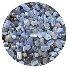 Wholesale Natural Semi Tumbled Blue Chalcedony Gemstone Chips, Crushed Mini Crystals, Undrilled Crystal Chips (Blue Chalcedony, 1 Pound)