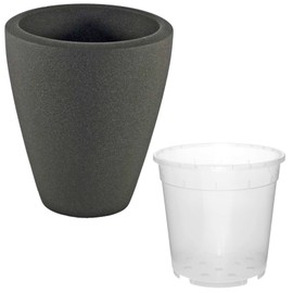 happy nature Set2 Ceramic Orchid Pot Rhodes Orchids Anthracite Height 17 cm + Culture Pot