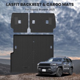 LASFIT Cargo Mat & Backrest Mats for Toyota 2025 4Runner Hybrid(Not Fit Gasoline), All Weather TPE Custom Fit Easy Clean Trunk Mat for 4 Runner 2025 6th gen Hybrid Trunk Mat, Black