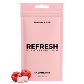 Refresh Gum Raspberry – Xylitol, Sugar Free Chewing Gum Pouch, Natural Flavor & Organic Ingredients – Long Lasting, Plant-Based, Non-GMO – 45 Pieces