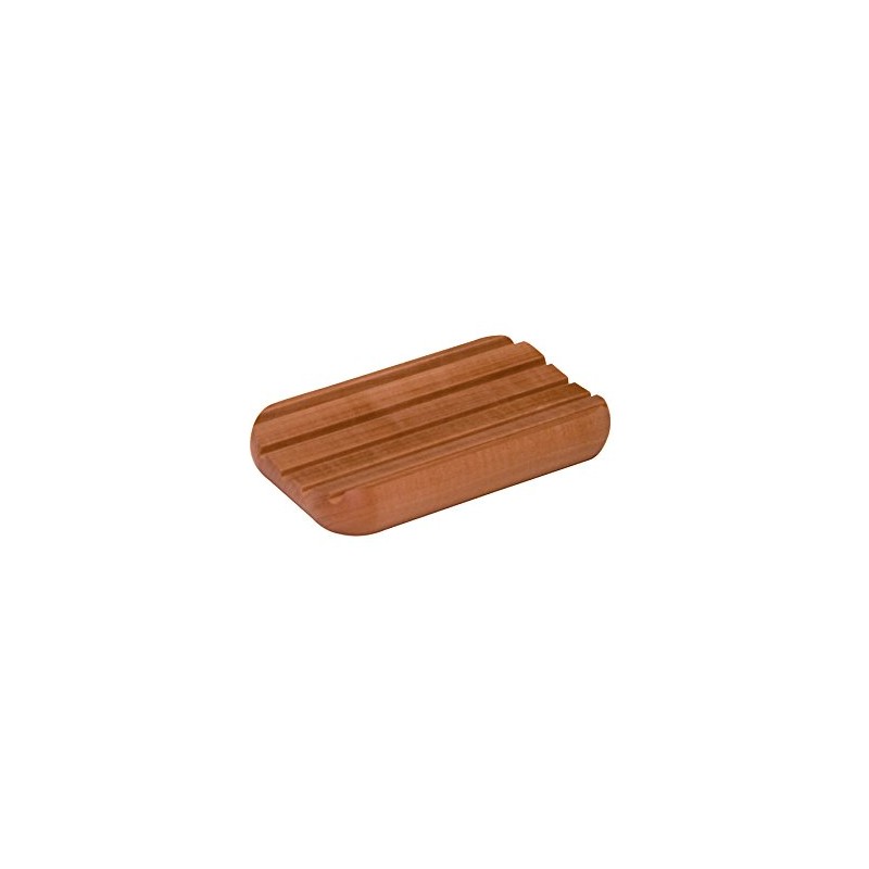 Soap dish made of pear wood, rounded shape, with rubber