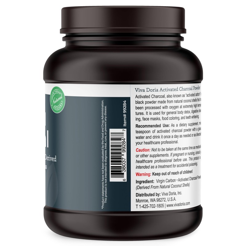 Viva Doria Virgin Activated Charcoal Powder, Coconut Shell Derived, Food