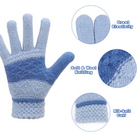 TAGVO Winter Gloves for Kids 6 Pairs, Boys or Girls Knit Gloves, Knit Full Fingers Mittens, Windproof Winter Warm Gloves Thermal Fleece Snow Gloves