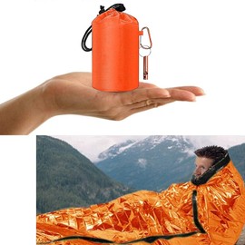 QCSTORE Pack of 2 Emergency Survival Sleeping Bag, Rescue Blankets, Emergency Survival Bivouac Sack, Rescue Blanket, Waterproof, Portable Insulation Bags, Survival Equipment, Emergency Blanket with