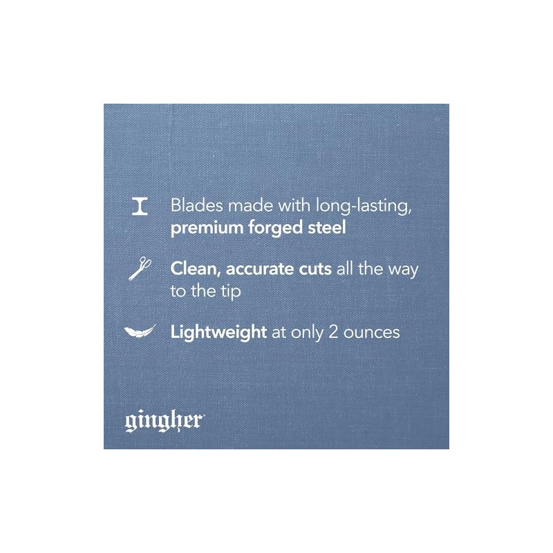 Gingher Tijeras de mango doblado de peso pluma, tijeras de