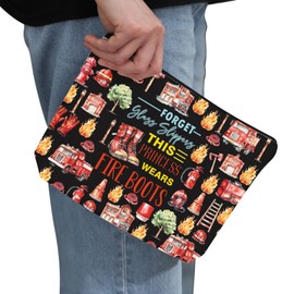 PYOUL Women Firefighter Gift Fire Boots This Princess Wear Fire Boots Cosmetic Bag Women Firefighter Appreciation Gift (Fire Boots B)