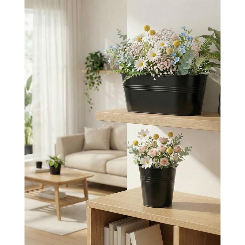 vensovo 8 Pcs Metal Railing Planters Set, 10.8" Oval &