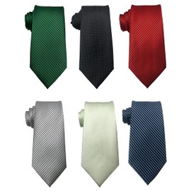 Wehug Lot 6 PCS Men's Solid Tie Silk Tie Woven Necktie Jacquard Neck Ties Classic Ties For Men style027