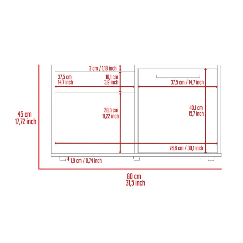Coffee Table Dext, Single Door Cabinet, One Open Shelf, Dark