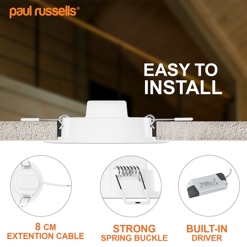 paul russells LED Ceiling Downlights, 4W Slim Recessed Bathroom Downlights,