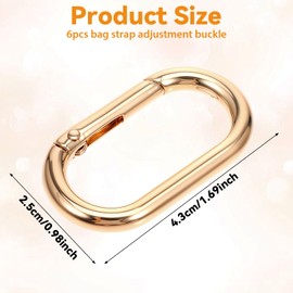 6Pcs Spring O Ring Clip for Purse, Gold Carabiner Clip Gold Key Rings for Keychain Bag Strap Clip Alloy Round Buckle Key Hook Purse Strap Extender Clip for Bags,Purses(6PCS-Gold)