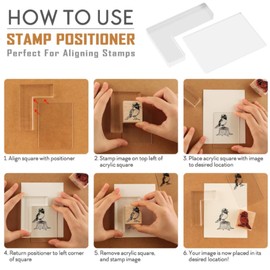 Fyearfly Stamp Positioner, Kit 2 Pieces Rubber Acrylic Stamp Colouring Board Localisation Clear DIY Acrylic Pad for Card Making Stamping Scrapbooking Crafts