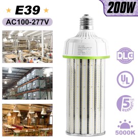 KUKUPPO 2-Pack 200W LED Corn Bulb Light E39 Base Warehouse Street Parking Lot Lighting