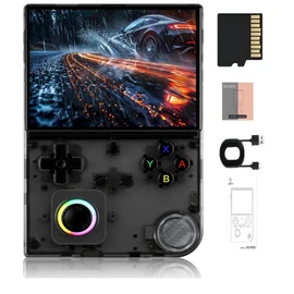 RG40XX V Retro Handheld Game Console, 4" IPS Screen Portable Video Game Console with RGB Colorful Joystick Lighting, Linux System Built in 64G Card & 5528 Games, Support WiFi Bluetooth (Black,64G)