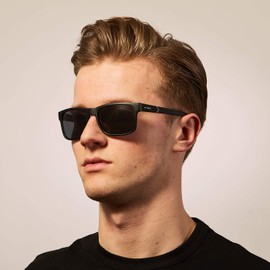 Fossil Men's FOS3061s Rectangular Sunglasses, Matte Black/Gray, 57 mm