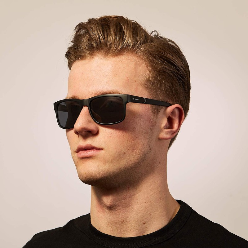 Fossil Men's FOS3061s Rectangular Sunglasses, Matte Black/Gray, 57 mm