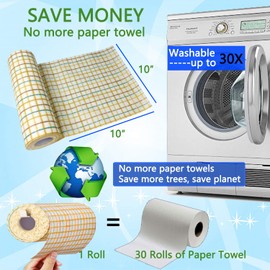 Reusable Paper Towels – 40 Ct Plaid Lint-Free Cleaning Cloths, Heavy Duty, Super Absorbent Dish Towels for Washing Dishes