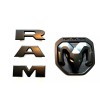 RAM. 2PCS Set Matte Black Front Rear RAM Head Emblem