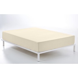 Bajera ajustable color crema - Cama de 90 (alto 28 cm) - 50% algodón / 50% poliéster - 144 hilos. Gramage: 115
